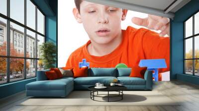 boy playing with color toy Wall mural