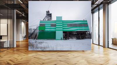 Emerald mine headframe building Wall mural