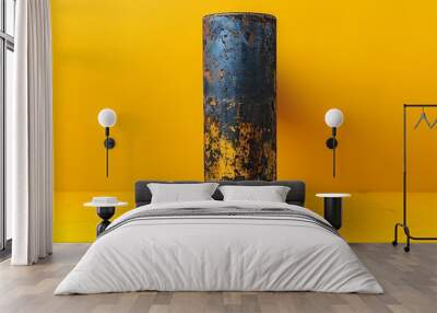 a metal tube on a solid muted yellow background Wall mural