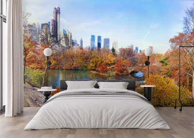 Central park with new york city skyline Wall mural