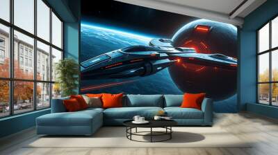 spaceship in space Wall mural