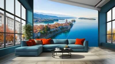 Beautiful cityscape of Croatia, the city of Rab Wall mural