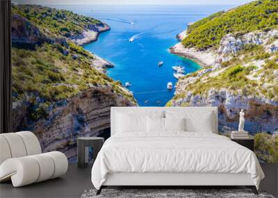 Scenic landscape about Stiniva bay in vis island Wall mural