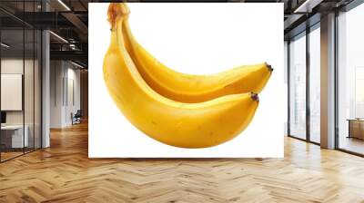 Fresh ripe bananas in a bunch against a white background. Perfect for healthy eating, snacks, and smoothies. Wall mural