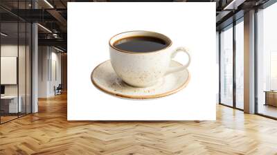 Cup of black coffee isolated on a transparent background. Hot coffee in a cup. Wall mural