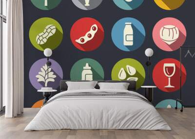 Allergens icons Wall mural