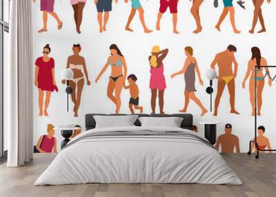 Beach people vector set Wall mural