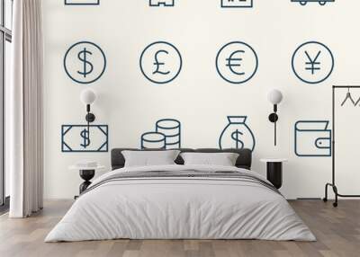 Finance line icon set Wall mural