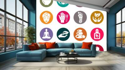 Naturopathy colourful vector icons Wall mural