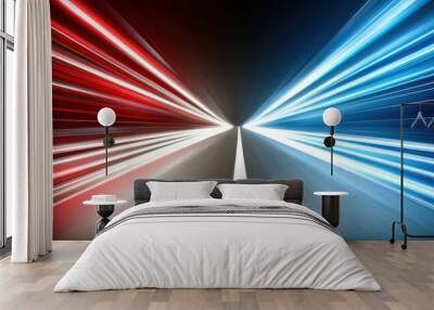 Abstract Speed Lines Red Blue Light Motion Blur Wall mural