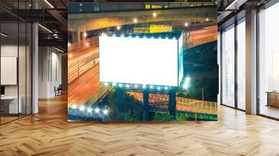 blank white bilboard on dark city Wall mural