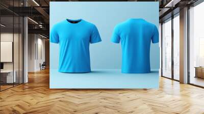 Blue T Shirt Mockup  Front and Back View Wall mural