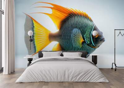 Colorful Angelfish Isolated on White Background Wall mural