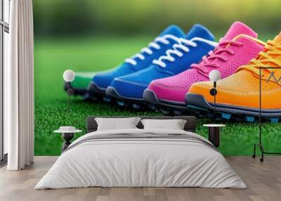 Colorful Sneakers on Green Grass Wall mural