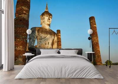 Sukhothai Historical Park, World heritage site in Thailand. Wall mural