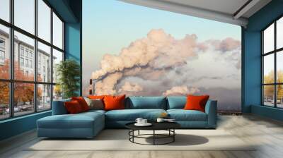 fuming pipe / factory working / air pollution / emissions / clouds of smoke Wall mural