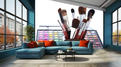 makeup brushes and cosmetic powder Wall mural