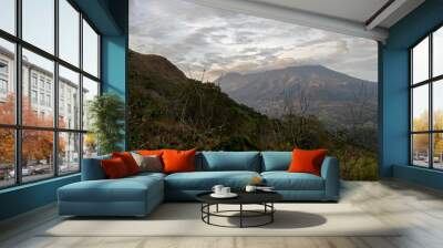 beautiful views in the mountains surrounded by tropical rainforests. a natural beauty that you encounter when climbing mountains in tropical areas Wall mural