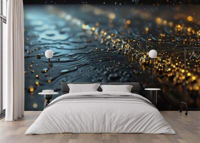 AI Generated Ethereal Liquid Texture with Golden Highlights Wall mural