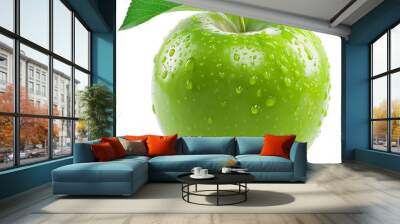 fresh green apple isolated for a transparent white background Wall mural