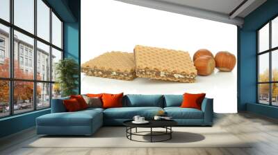 Chocolate filled wafer biscuits with hazelnuts Wall mural