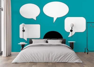 Vector speech bubbles with a human head talking icons for the web Wall mural