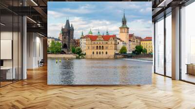 Prague medieval architecture and Vltava river, Czech Republic Wall mural