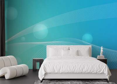 abstract blue wave line and bubble background Wall mural