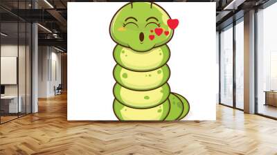 worm whistling love cartoon cute Wall mural