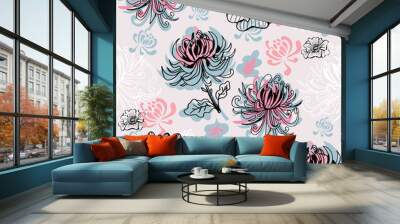 Japanese flower pattern 2 Wall mural