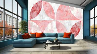 A soothing pattern of interlocking circles and diagonal lines in a pastel pink and white color palette, rendered in high-definition to highlight detail and texture Wall mural