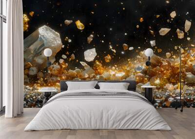 A starry sky where 2D constellations become 3D space debris, captured with deep space photography for intricate details. Wall mural