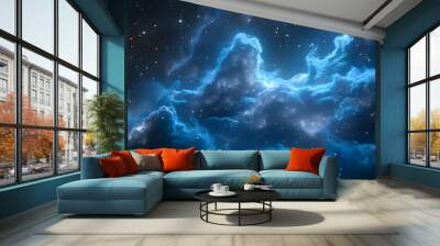 A starry sky where 2D constellations become 3D space debris, captured with deep space photography for intricate details. Wall mural