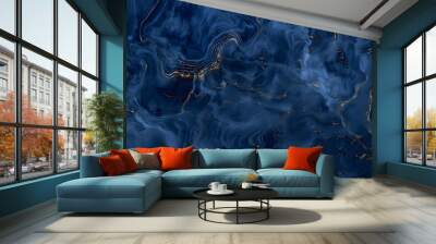 bright navy blue color marble background, elegant and seamless Wall mural