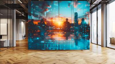 Corporate Governance: A German corporate governance consultant in a collaborative workspace, presenting best practices with panorama stitching to capture the entire team and their interactions Wall mural