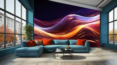 Abstract background of glowing coloured wavy lines Wall mural