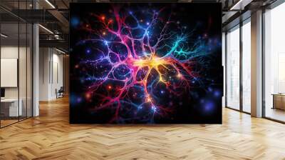 Neurons, neural networks and synapses as brain structures Wall mural