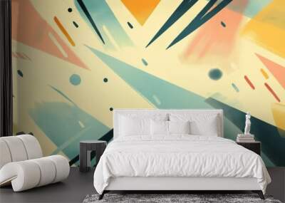 Dynamic abstract art banner with geometric shapes and vibrant colors Wall mural