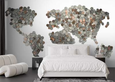 Map made of coins isolated on white background Wall mural