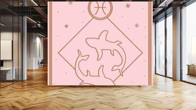 Pisces horoscope and zodiac constellation symbol Minimalist Vector tarot card for tarot reader	 Wall mural