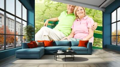 Happy senior couple relaxed Wall mural