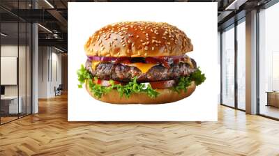 tasty hamburger on transparent background. Wall mural