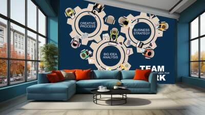 Flat design illustration concepts for business analysis and planning, consulting, team work, project management, financial report and strategy . Concepts web banner and printed materials. Wall mural