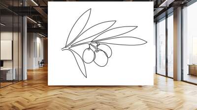 Line icon olives -Continuous one line drawing Wall mural