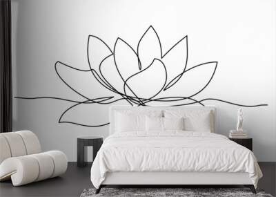 Lotus flower continuous line drawing Wall mural