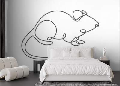 Rat year 2020.One single line drawing. 2020 year sign. Rat continuous line Wall mural