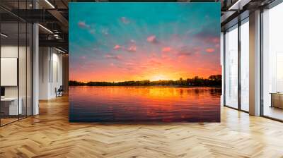 Minnesota Lake Sunset Wall mural