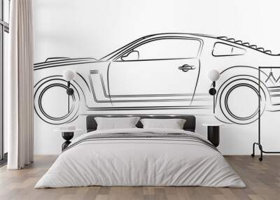 Modern muscle car drawing Wall mural