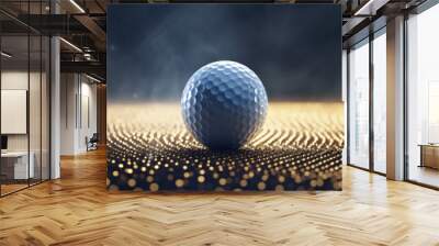 golf ball on gold background Wall mural