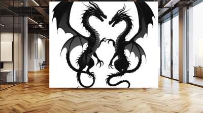 Chinees two dragon vector. Wall mural